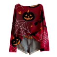thumbnail image 4 of Halloween Sweaters for Women Long Sleeve Funny Print Crewneck Drop Shoulder Oversized Pullover Sweater Knit Tops, 4 of 4