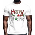 thumbnail image 2 of Camisetas gráficas informales de manga corta para hombre con frase "Árbol de Navidad alegre", 2 of 8