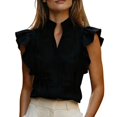 thumbnail image 3 of Harpily Womens Tops Casual V Neck Sleeveless Ruffle Soft Breathable Relaxed Silhouette Daily Vacation Work Blouse Tops, 3 of 5