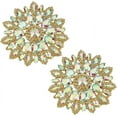 thumbnail image 6 of 2 PCS Flower-Shaped Rhinestone Applique 4.4inch Sea Green Flatback Rhinestones Beaded Patch Embellishments Sew on Clothing Applique for Bridal Brooches Button Clothes Decoration, 6 of 8