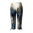 thumbnail image 3 of QUYUON Womens Capris for Summer Clearance High Waisted Capris Leggings Side Drawstring Floral Printed Elastic Waist Capris Pants Casual Loose Comfy Cropped Beach Pants Trouser Style P-462 Blue_30 L, 3 of 5