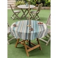 thumbnail image 3 of Outdoor Tablecloth with Umbrella Hole and Zipper, Light Blue Striped Round Table Cloth 60 Inch Waterproof Tablecloth, Farmhouse Thin Line Modern Abstract Art Picnic Table Cover for Patio Camping, 3 of 7