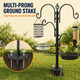 thumbnail image 2 of Pinshey® 92-Inch Bird Feeder Pole for Outdoors, 4-Hook Steel Bird Feeding Station with Bird Bath, Mesh Tray, Tube Feeder, Suet Cage and 5-Prong Base, 2 of 7