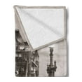 thumbnail image 2 of Black and White Soft Flannel Fleece Blanket, London Theme Tower Bridge in the Famous City Urban Life Scenery Europe, Cozy Plush for Indoor and Outdoor Use, 50" x 70", Taupe Grey Red, by Ambesonne, 2 of 5