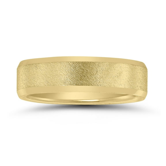 SZUL Men's 6mm Stone Finish Wedding Band in 10K Yellow Gold