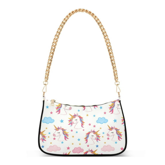 Print Tote Bag for Women Unicorn Clouds Stars Shoulder Bag Shoulder Handbags Chain Strap