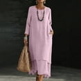 thumbnail image 5 of Guieoi Womens Dresses Fall Plus Size Casual Long-Sleeve Round-Neck Dress with Layered Hem and Pockets Pink S, 5 of 8