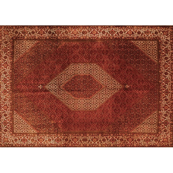 Ahgly Company Indoor Rectangle Medallion Orange Traditional Area Rugs, 7' x 10'