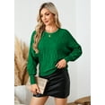 thumbnail image 5 of Pink Queen Women's Sweaters Winter 2026 Crewneck Pullover Long Batwing Sleeve Oversized S-XL, 5 of 8