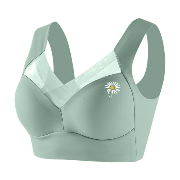 dgysar Seamless Bras for Older Women, Wireless Posture Support Bralette, Plus Size Full Coverage Senior Comfort Bra Mint Green 46