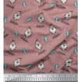 thumbnail image 1 of Soimoi Pink Heavy Satin Fabric Gloves & Santa Face Christmas Printed Craft Fabric by the Yard 54 Inch Wide, 1 of 3
