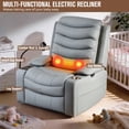 thumbnail image 6 of Holaki Power Recliner Chair, 270° Swivel Recliner with Heat & Lumbar Support, Modern PU Leather Rocker Recliner Nursery Chair with Smart Cup Holder & Adjustable Armrests for Nursing, Blue, 6 of 11