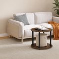 thumbnail image 2 of Furinno Turn-N-Tube Toolless Assembly Round Coffee Table, 2-Tier Rustic Oak Coffee Table with Open Shelf, Side Table, for Living Room, Bedroom, Home Office, Amber Oak, 2 of 5