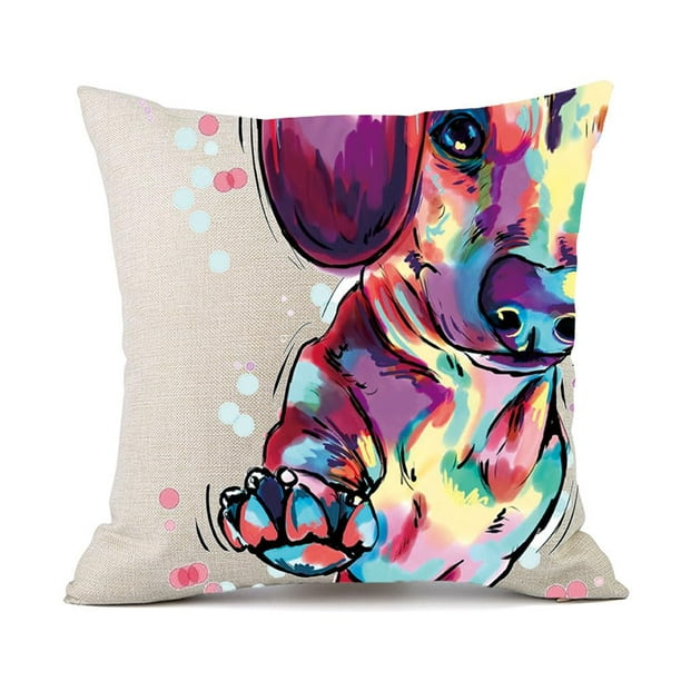 Redland Art Fundas De Almohada Con Diseño De Perro Wiener Para Mascotas, Fundas De Almohada De Lino, Fundas De Almohada Para Sofá, Decoración Del Hogar, 45 X 45 Cm (18 X 18 Pulgadas)