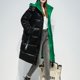 thumbnail image 3 of Chaqueta larga hasta la rodilla brillante mate para mujer, chaqueta holgada de algodón con capucha, 3 of 5
