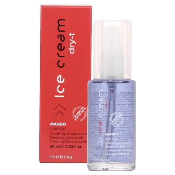 {2.02 oz} Inebrya Ice Cream Dry-T Mango Fluid Star w/ SLEEKSHOP Hair Rat Tail Steel Pin Comb for Scalp