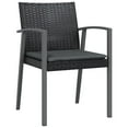 thumbnail image 3 of vidaXL 3 Piece Garden Dining Set with Cushions Poly Rattan and Steel, 3 of 5