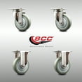 thumbnail image 2 of 4 Inch 316SS Gray Polyurethane Wheel Swivel Top Plate Caster Set 2 Rigid SCC, 2 of 2