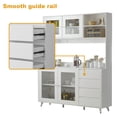 thumbnail image 3 of MONSLIPA Kitchen Pantry Storage Cabinet, Kitchen Hutch Sideboard Buffet Cabinet Wood Cupboard with Glass Door and 4 Storage Drawers, White, 3 of 7