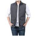 thumbnail image 2 of JTieacloth Big And Tall Shirts Men's Jacket Vest Overalls Vest M Ulti Pocket Outdoor Casual Solid Color Slim Stand C Ollar Comfortable, 2 of 4