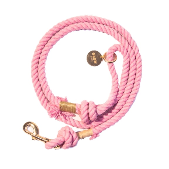 Glow Pups 5ft Cotton Dog Rope Leash, Light Pink
