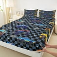 thumbnail image 3 of Manfei Teens Cartoon Truck Twin Sheet Sets, Checkered Buffalo Plaid Twin Fitted Sheet, Extreme Sports Flat Sheet, Ultra Soft Home Decor, 3-Piece, 3 of 7