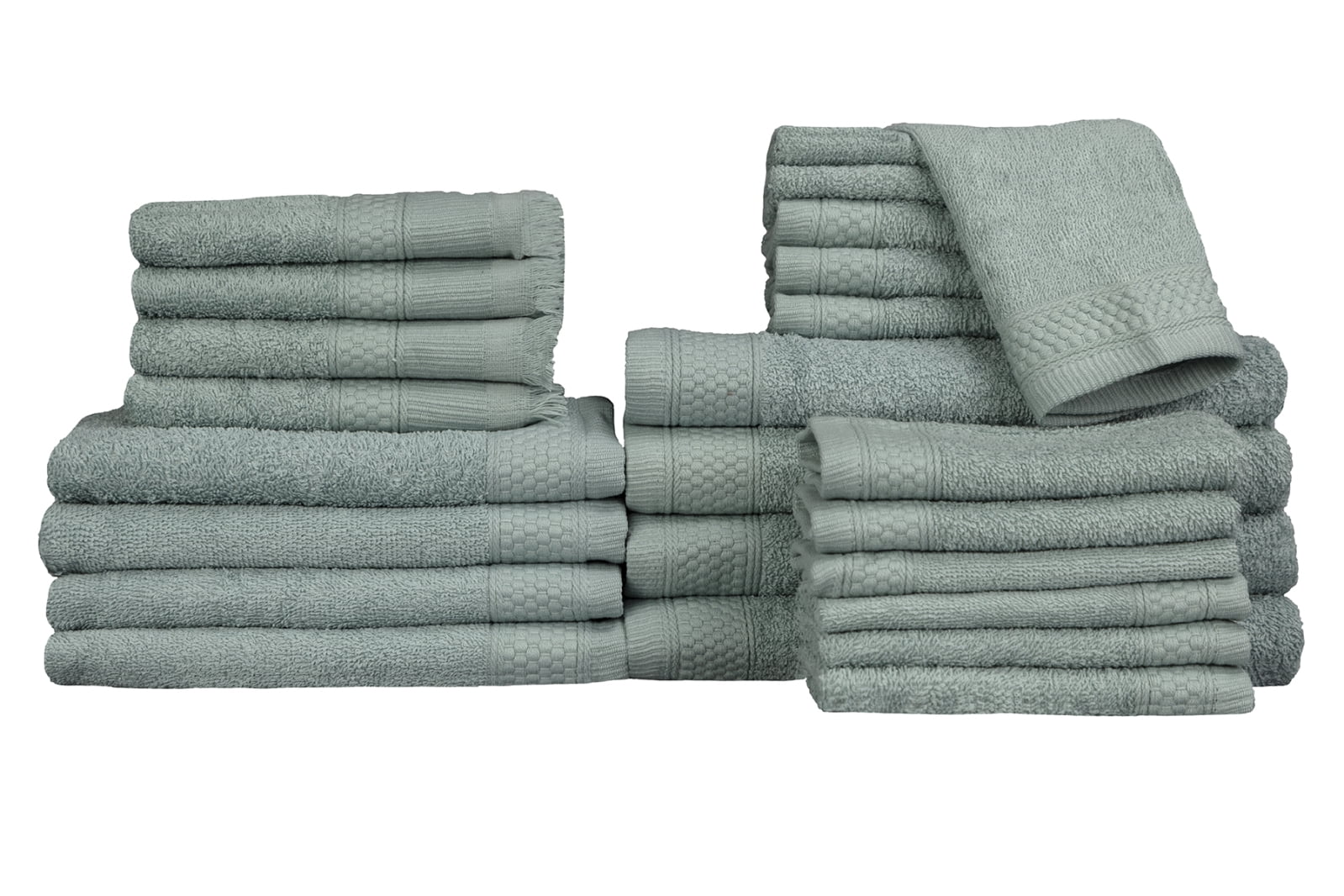 100% Cotton 24-Piece Cotton Bath Towel Set Collection ...