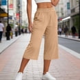 thumbnail image 5 of Bloomae Women's Capri Pants Lightweight Loose Fit Casual Palazzo Capris Elastic High Waisted Wide Straight Leg Comfy Lounge Cropped Trousers with Pockets, 5 of 5