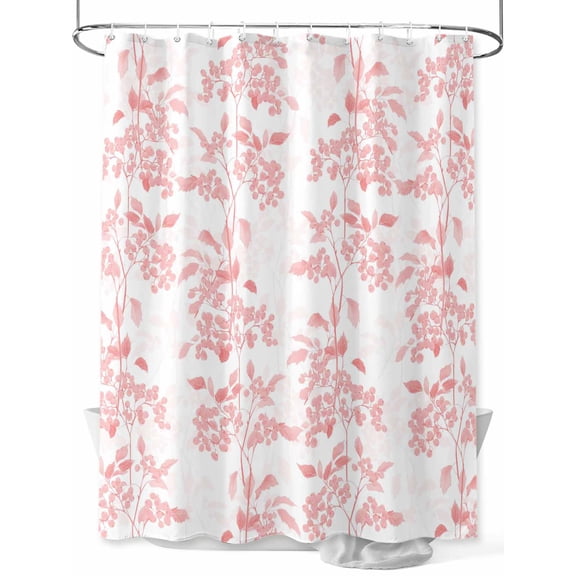 Fsddascl Pink Fruit Shower Curtain Set - 72" x 78" Washable Bathtub Curtain with 12 Hooks, Vintage Plant Nature Botanical Flower Waterproof Fabric Stall Shower Curtains for Bathroom/Bathtub Décor