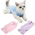 thumbnail image 2 of HEVIRGO Pets Cat Kitten Recovery Weaning Suit Breathable Elastic Soft Clothes Vest Coat Purple Modal, 2 of 8