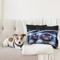 thumbnail image 4 of Ambesonne Space Throw Pillow Cover 2 Pack, Funny Astronaut Cat Humor, 16", Blue White, 4 of 5