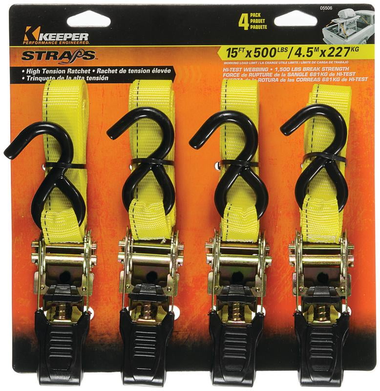 Capacity Cat 4 Pc Tie-Down Ratcheting Straps Heavy-Duty 1,000 lb 980076E Capacity Cat 4 Pc Tie-Down Ratcheting Straps Heavy-Duty 1,000 lb 980076E