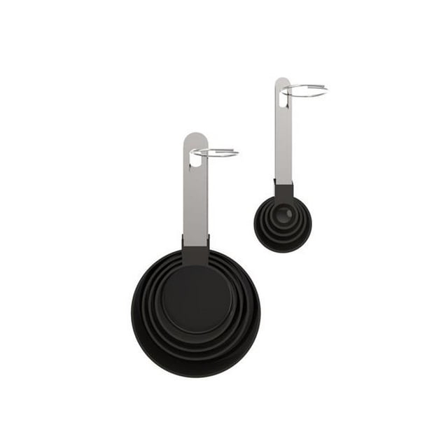 Core Kitchen 6009869 Cuillère à Mesurer et Set de Tasse en Acier Inoxydable Noir et Argent