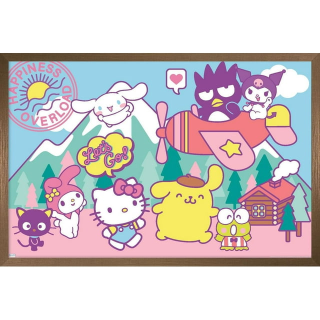 Hello Kitty and Friends - Happiness Overload Wall Poster, 14.725" x 22.375" Framed