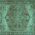 thumbnail image 1 of Ahgly Company Machine Washable Indoor Square Persian Turquoise Blue Traditional Area Rugs, 6' Square, 1 of 4