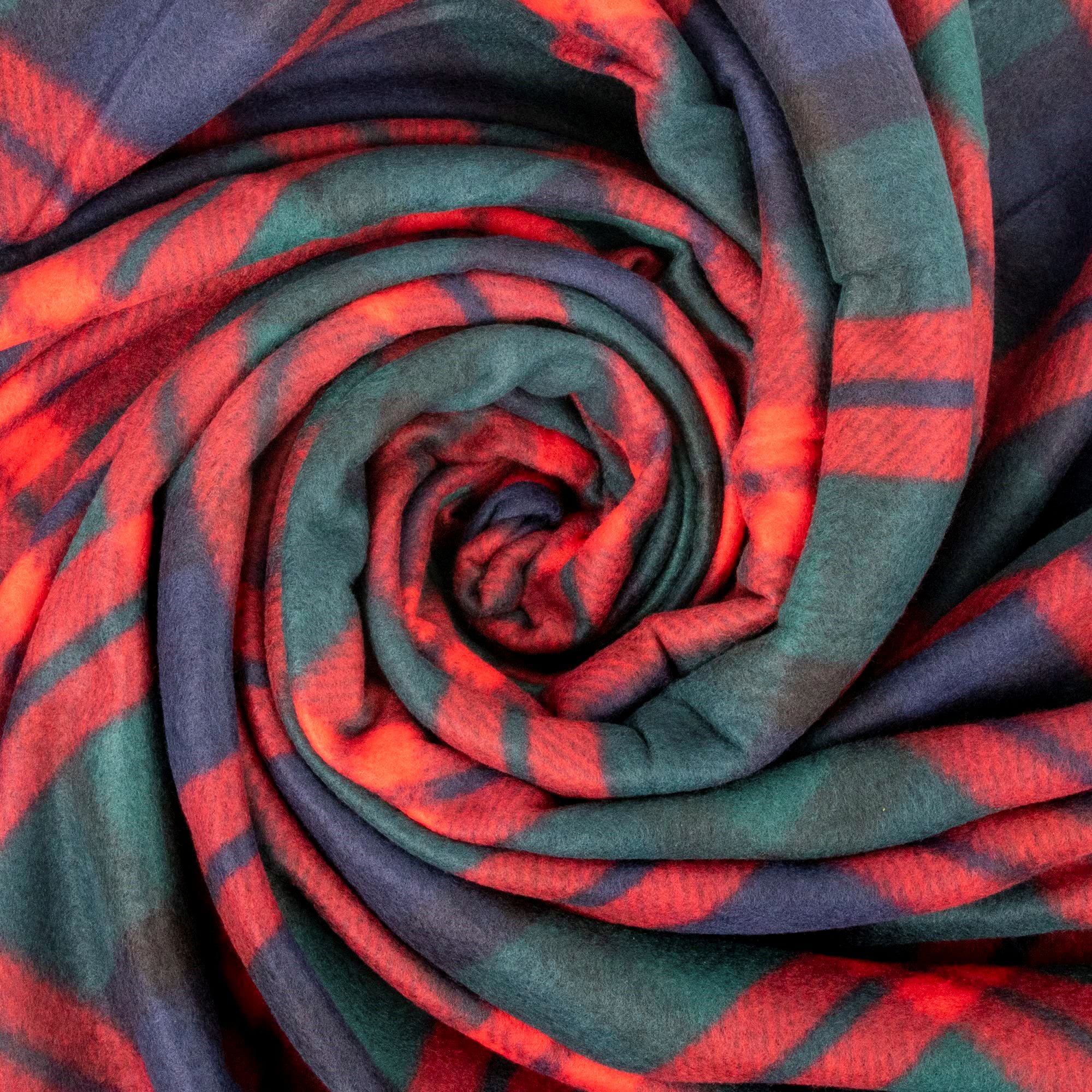 Single Plaid Color 60"L x 50"W Fleece Throw Blanket for Fall, Winter, Spring, Summer, Men, Women, Children & Pets in Red & Green Plaid