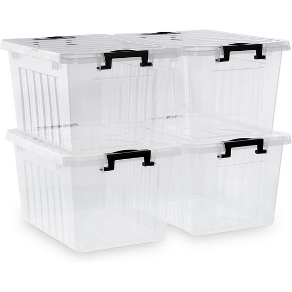 L Clear Plastic Storage Bins with Lids Stackable and Nestable Storage Boxes with Lids Large Plastic Storage Containers for Garage Closet Kitchen s