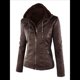 thumbnail image 2 of Chaqueta de Motociclista de con Capucha Desmontable y Mangas Largas, Acolchada, Ajustada y con Cremallera para Mujer Café M, 2 of 8