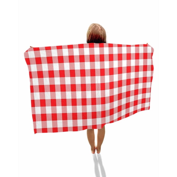 Red White Plaid Beach Towels Oversized Super Absorbent, Modern Farmhouse Buffalo Check Gingham Lightweight Bath Towel Quick Dry Sets For Bathroom/Pool/Rv Camping/Beach Play/Gym Room/Picnic 30"x60"