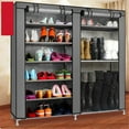 thumbnail image 5 of Zimtown Double Row 9 Lattices Portable Shoe Cabinet 6 Tiers Entryway Shoe Rack Shoe Shelf Shoe Tower Stand Closet Storage Organizer Space Saving, Multiple Colors, 5 of 8