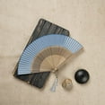 thumbnail image 4 of Handmade Oriental Paper Fans - Carved Design With Tassels, Silk Fabric, Decor For Home/Wedding/Party, 4 of 5