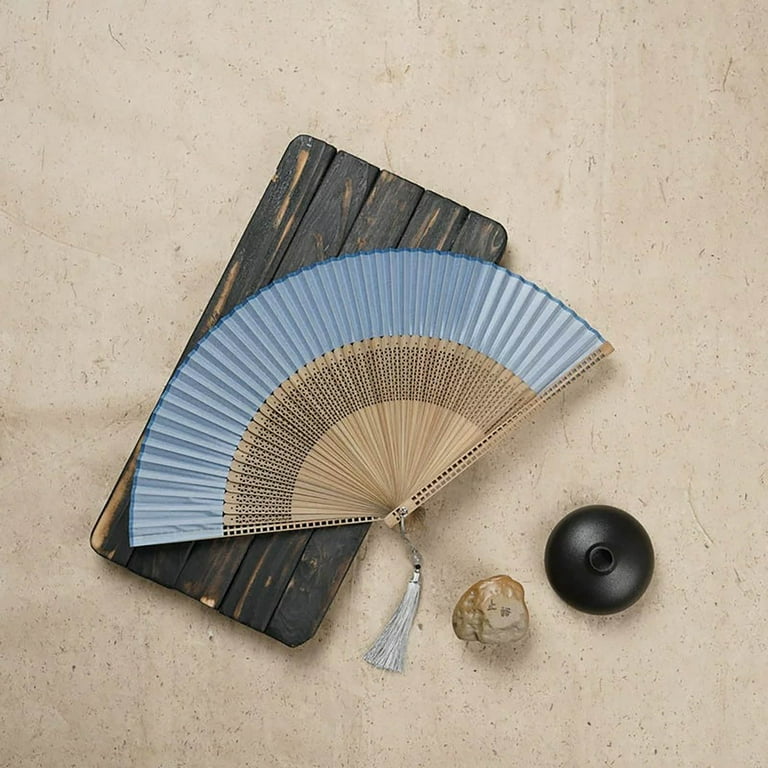 Ventagli pieghevoli eleganti con stampa di fiori di ciliegio Ventaglio vintage con stampa floreale Ventagli in poliestere bianco Ventaglio da ballo per ragazze estive  15