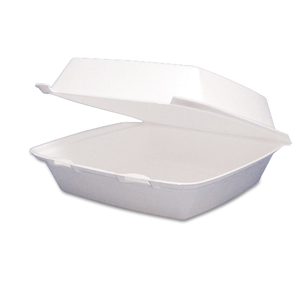 Dart 85HT1R 8.38 in. x 7.78 in. x 3.25 in. 1-Compartment Foam Hinged Lid Containers - White (200/Carton)