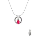 thumbnail image 2 of Delight Jewelry Silvertone Christmas Lights - Hot Pink Resin Miracles Ring Charm Necklace, 18", 2 of 4