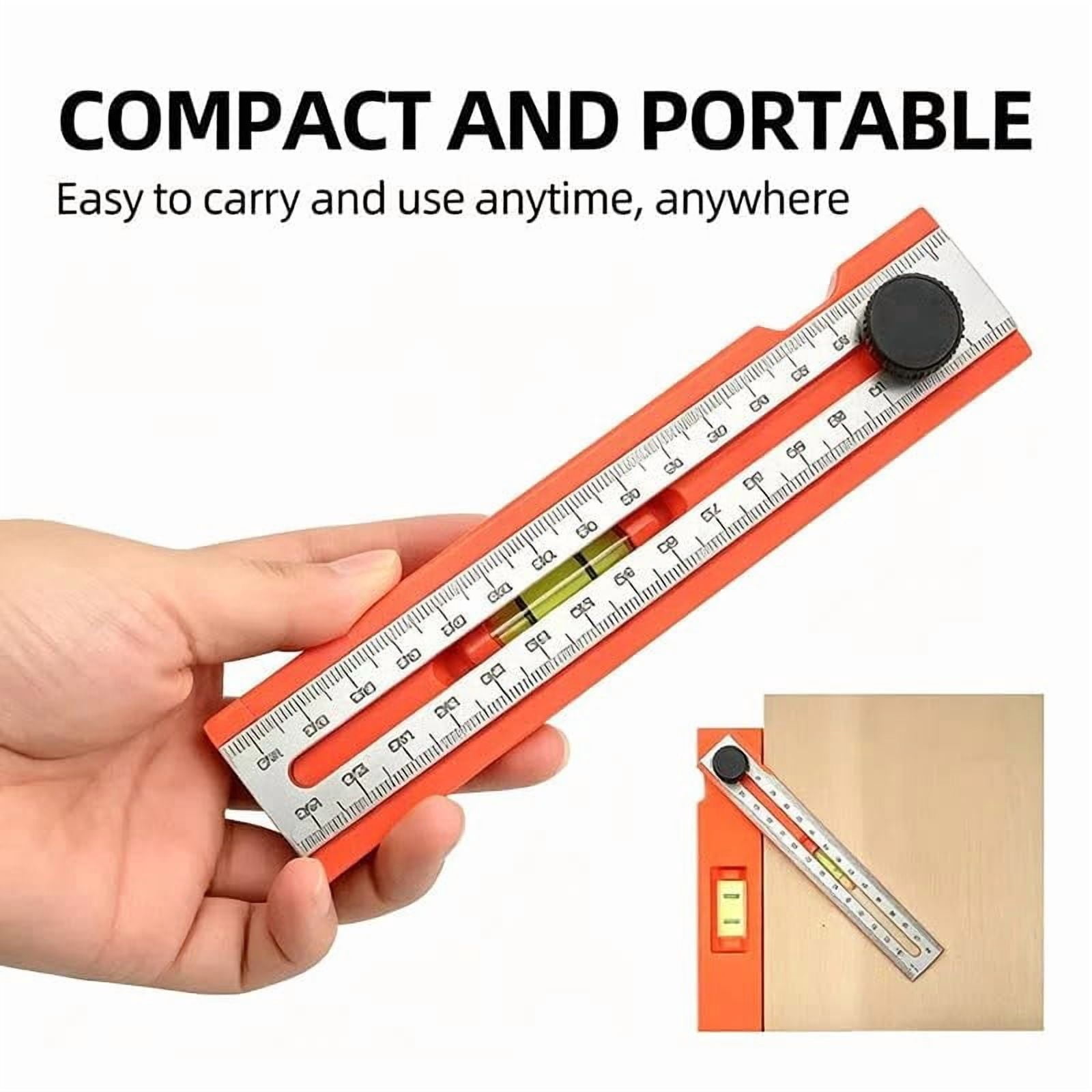 Multifunctional Marking Level Ruler, Adjustable Positioning Marking Protractor Tool, Multifunctional Depth Measuring Ruler with Angle Mark 90°-180°, Craftsman Angle Measure Tool (1PCS)
