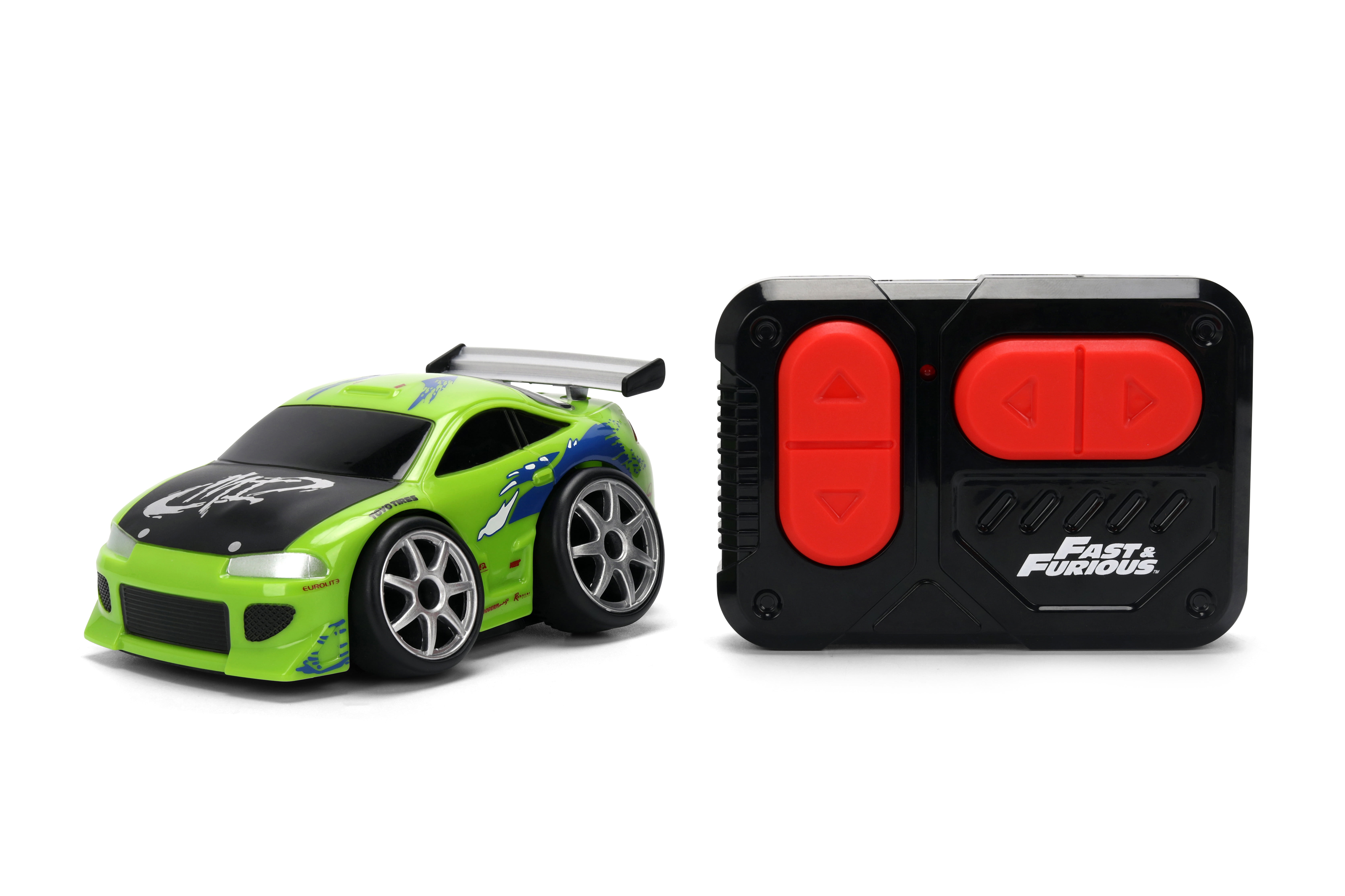 Jada Toys Fast & Furious 1:28 RC Small Blocks 1995 Mitsubishi Eclipse, Chibi-Style Remote Control Car