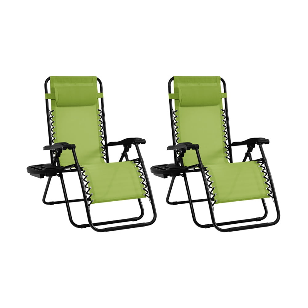 Aimee Lii 2 Pieces Folding Recliner Zero Gravity Lounge Chair, Outdoor Patio Furniture, Green
