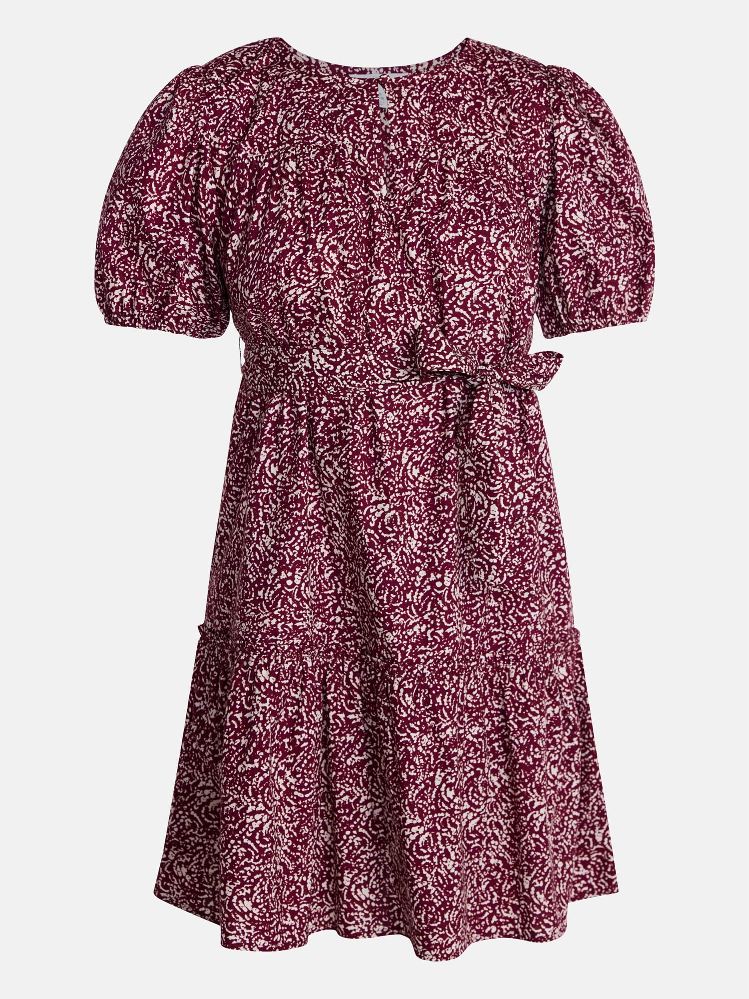 Time and Tru Women's Cotton Mini Dress with Puff Sleeves, Sizes XS-4X