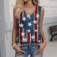 thumbnail image 2 of 250 Anniversary Shirts for Women Usa Flag Print V-Neck Sleeveless Tank Top Celebration Stretchy Classic Fit Summer Workwear Tops,XL,#01 Watermelon Red, 2 of 5