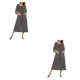 thumbnail image 3 of Qarigey Poliéster Mujer Vestido de noche Casual Cuello Manga larga Doble bolsillo Transpirable Home Office Robe Ropa de dormir Negro Negro S 2Conjunto, 3 of 6